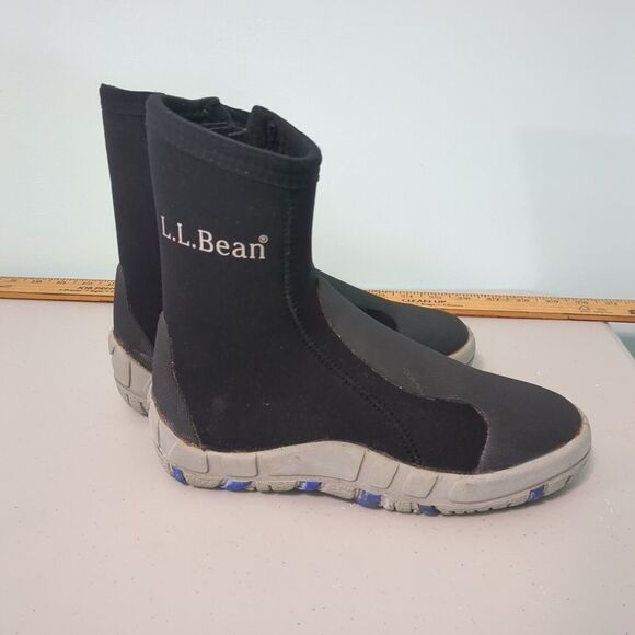 L.L. Bean Vortex Neoprene Wetsuit Black Gray , Side-Zip Water Boots, Siz… - Picture 2 of 5